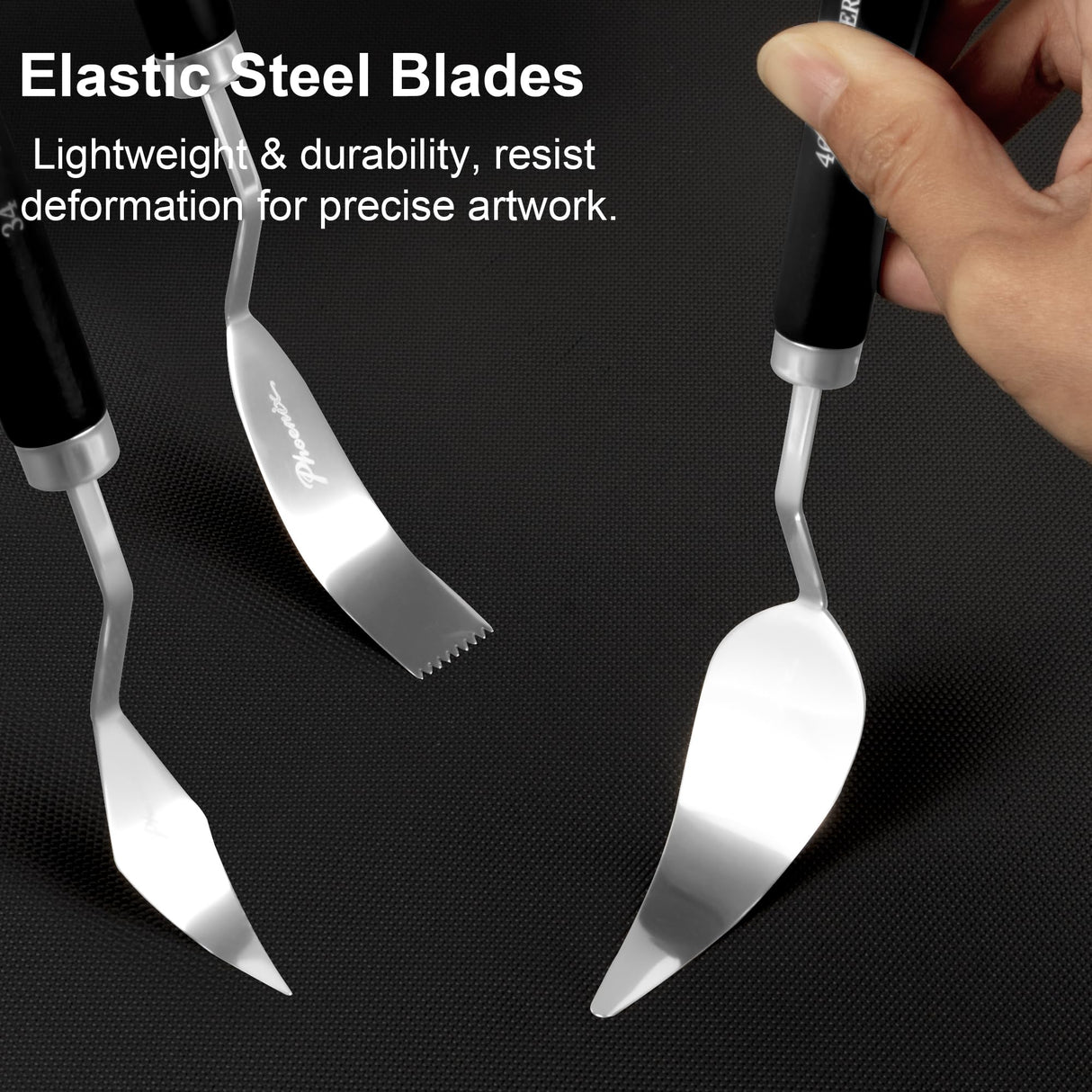 PHOENIX High Flexible Palette Knife Set, 8 Pieces Stainless Steel Painting Knives (31,41,42,43,44,46,51,52) Art Knife with Wood Handle, Paint Spatula for Oil Acrylic Paint PHOENIX