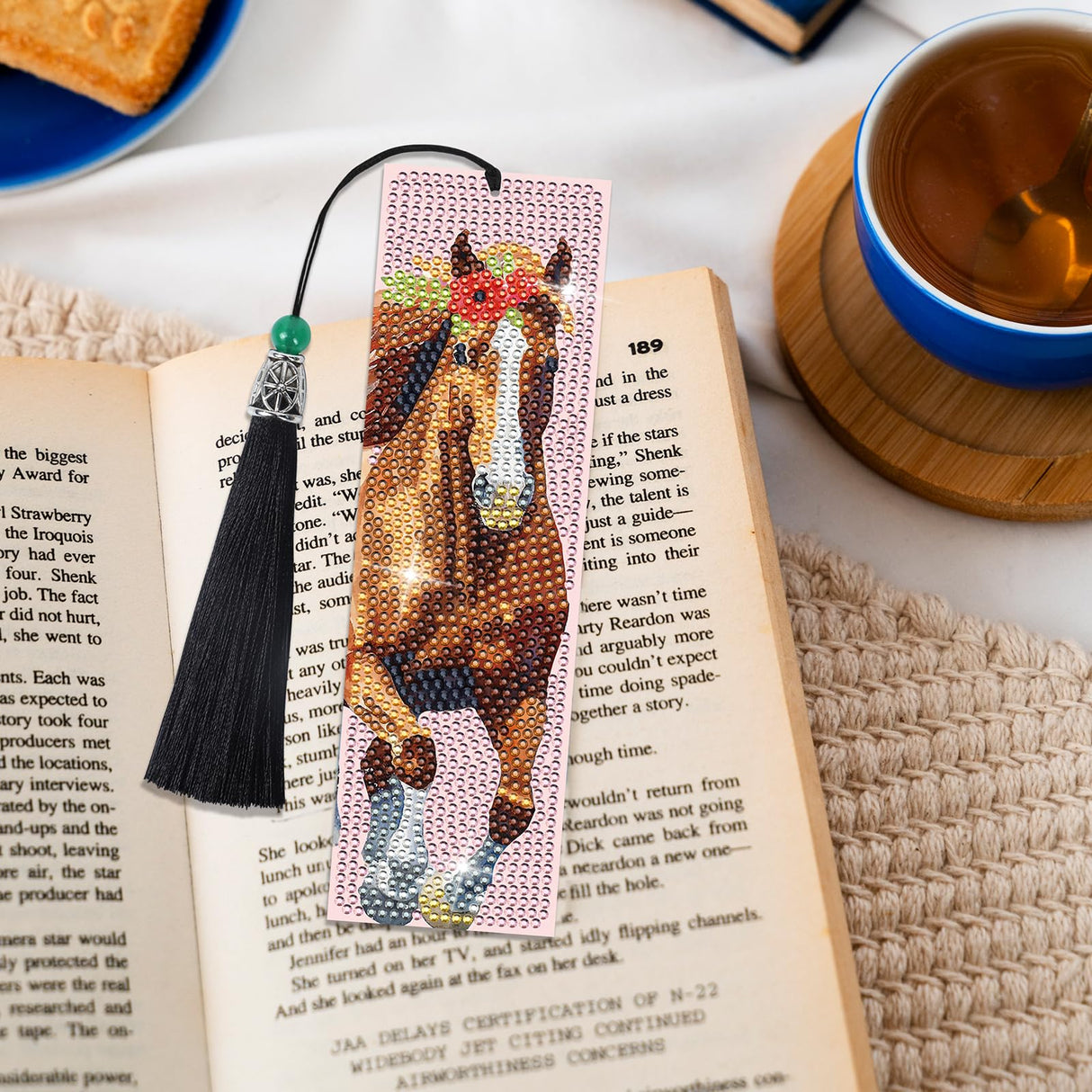 Sitsink Diamond Horse Art Kits - 6 Pc Diamond Painting Bookmarks with Tassels, Acrylic Book Markers for Adults, Horse Lover Gifts Sitsink