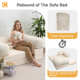 COMAX Folding Sofa Bed Queen, 4-in-1 Foldable Floor Couch Convertible Futon Sofa with Armrests Sleeper Mattress Chair Bed Comfy Portable Fold Out Lounge Guest for Living Room Bedroom, Beige COMAX