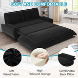 Lyngins 73.2 Inch Queen Size Sleeper Sofa Bed, 3 in 1 Convertible Pull Out Couch Velvet Loveseat Sofa Couch Bed with Pillow for Apartment, Bedroom, Living Room, Black Lyngins