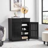 Yaheetech Shoe Cabinet Bathroom Storage Cabinet with 1 Drawer & Adjustable Shelf, Shoe Rack Pinter Stand for Home Office, Black Yaheetech
