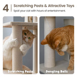 MWPO Large Modern Cat Tree, 70.1-Inch Wood Cat Tower for Indoor Cats, Multi-Level Tall Cat Condo with 2 Padded Perches, Hammock, Scratching Posts, Dangling Toys, Beige MWPO