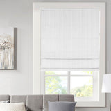 Madison Park Galen Cordless Roman Shades - Fabric Privacy Single Panel Darkening, Energy Efficient, Thermal Insulated Window Blind Treatment, for Bedroom, Living Room Decor, 33" x 64", White Madison Park
