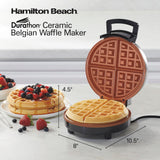 Hamilton Beach Belgian Waffle Maker with PFAS-Free Non-Stick Ceramic-Coated Plates, Browning Control, Indicator Lights, Stainless Steel (26081) Hamilton Beach
