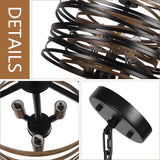 12.6'' Farmhouse Chandeliers for Dining Room, 3-Light Industrial Metal Hanging Light Fixture, Rustic Drum Pendant Light for Entryway Kitchen Foyer Bedroom, Black with Retro Wood Texture Interior ACNKTZ