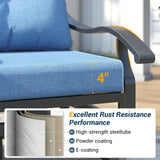 UDPATIO Outdoor Swivel Rocker Chairs, 3 Piece Metal Patio Rocking Chairs with Blue Padded Cushions Patio Bistro Furniture Set with Side Table for Porch Balcony Backyard, Blue UDPATIO