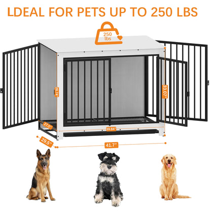 Derfullo Dog Crate Furniture, Large Dog Crate Furniture, Wooden Cage Kennel Furniture Indoor, Modern Dog Crate with Multi-Purpose Removable Tray, Double-Doors Dog Furniture, End table dog cra - WoodArtSupply