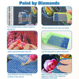 CEOVR Rose Diamond Art Kits for Adults, Flower 5D DIY Full Drill Diamond Painting Dots Gem Art, Adult Crafts Kits Arts and Crafts, Wall Decor for Home Office 12x16in CEOVR