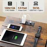 AMHANCIBLE Night Stand Set 2, Nightstand with Charging Station, End Tables Living Room with USB Ports and Outlets, Bedside Tables with Fabric Drawers for Bedroom, Rustic Brown HET05XBR AMHANCIBLE