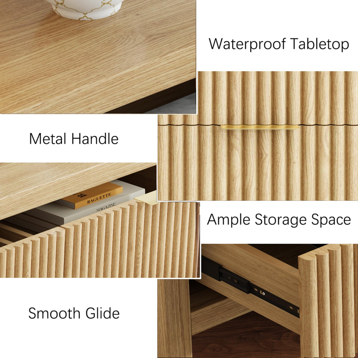 JZXSHD 9 Drawers, Modern Large Chest Mid Century Modern Dresser TV Stand, Storage Organizer Dresser with Solid Natural Wood Legs for Bedroom, Living Room, Hallway, Natural Oak JZXSHD