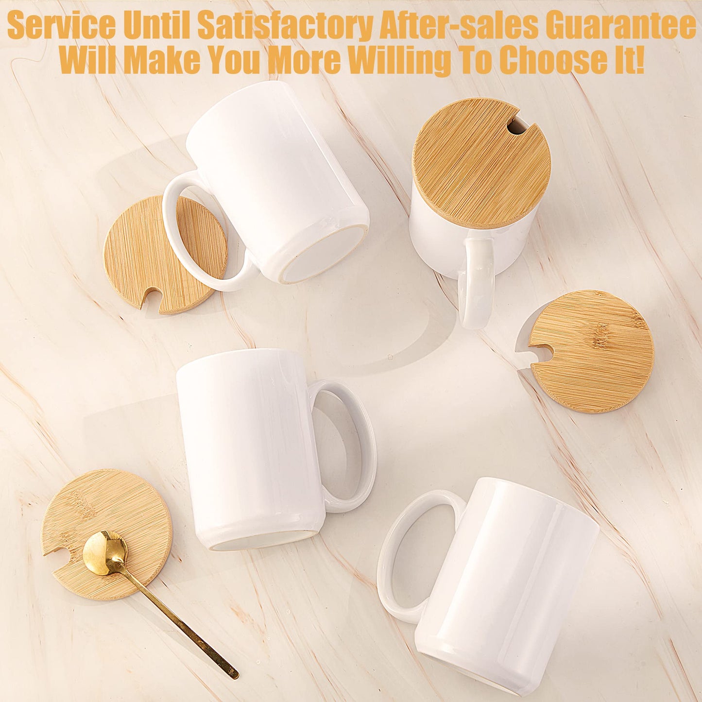 RAINBOWTIE Sublimation Mugs 15 oz Sublimation Mugs Blank with Bamboo Lid White Coffee Mugs Sublimation Coffee Mugs Mug Sets Coffee Cup with Lid Set of 12