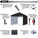 ABCCANOPY Easy Pop up Canopy Tent with 2 Sidewalls for Outdoor Sun Blocking or Rain Protection,10x10, Black ABCCANOPY