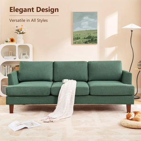 Busaurus 3 Seater Sofa Couch with Deep Seats, 89" Mid Century Modern Upholstered Sofa with Armrests, Comfy Couches for Living Room, Bedroom, Apartment and Office (Green) Busaurus