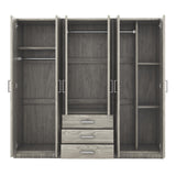 BEDGJH Armoire Wardrobe Closet, Large Wardrobe Closet with 6 Doors, Bedroom Tall Armoire with Big Drawers, Hanging Rails and Shelves, Easy Assembly (Gray) BEDGJH