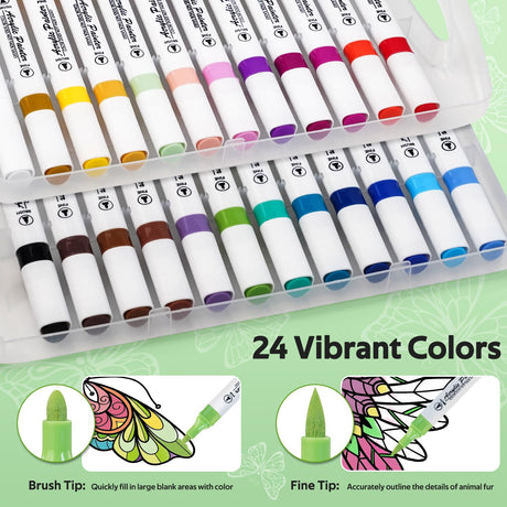 Adult Coloring Book Set,24 Colors Markers with Spiral Bound Adult Coloring Book for Women to Relaxation,Mindfulness and Anxiety Relief(Animal) O2AiYus