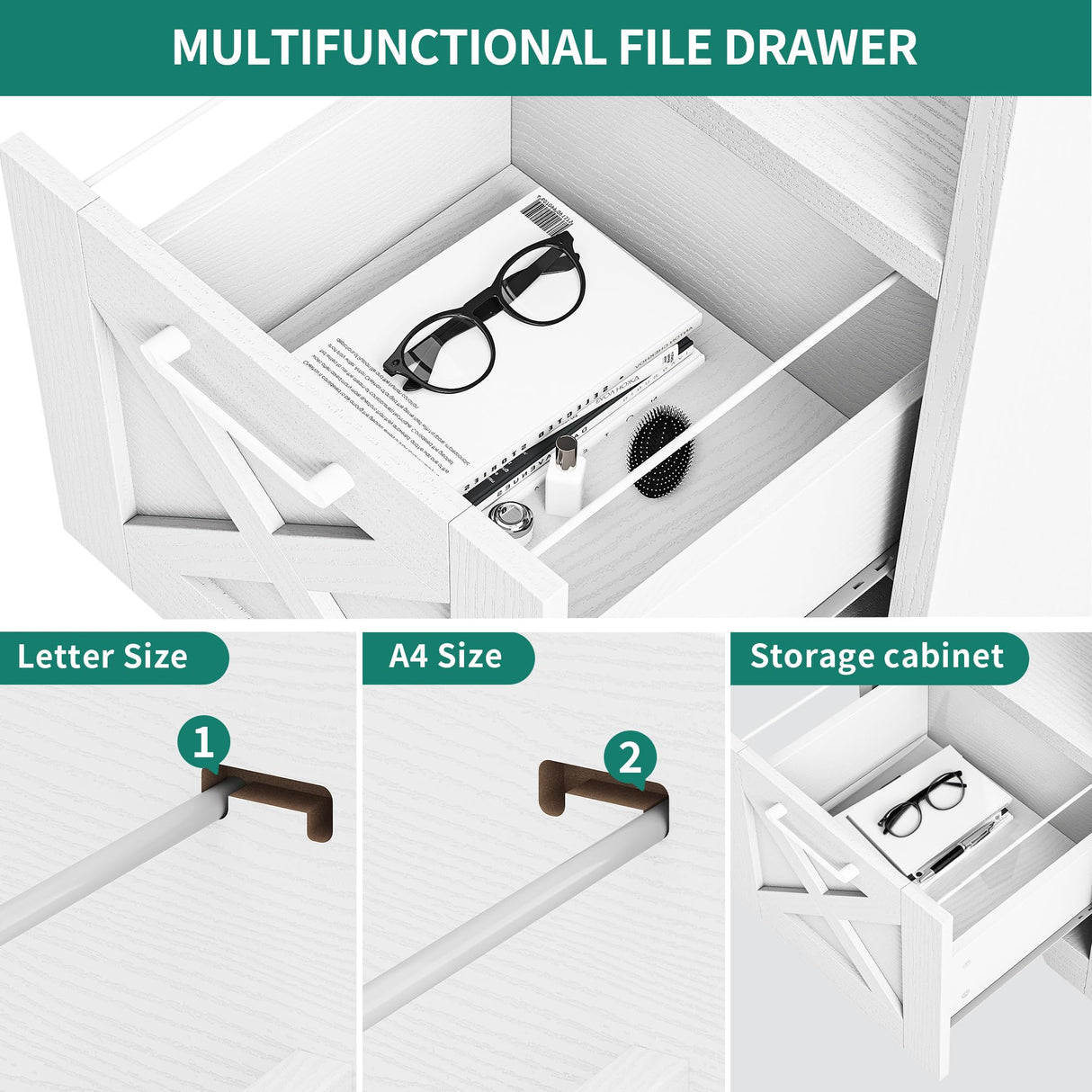 YITAHOME L Shaped Desk with Power Outlets, 60 Inch Computer Desk Corner Desk with File Drawer, Home Office Desk with Monitor Stand & Storage Shelves, L-Shaped Desk with File Cabinet, White YITAHOME