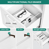 YITAHOME L Shaped Desk with Power Outlets, 60 Inch Computer Desk Corner Desk with File Drawer, Home Office Desk with Monitor Stand & Storage Shelves, L-Shaped Desk with File Cabinet, White YITAHOME