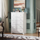 WLIVE White Wood Dresser with 5 Drawer, Cabinets Dressers Wood Dresser Cabinet, Organizer Drawers for Bedroom, Living, Hallway, Measuring 15.7" W*31.4" D*45.3" H WLIVE