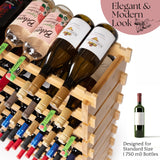 DECOMIL - 72 Bottle Stackable Modular Wine Rack Wine Storage Rack Solid Bamboo Wine Holder Display Shelves, Wobble-Free (Eight-Tier, 72 Bottle Capacity) DECOMIL