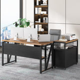 Tribesigns Office Desk with Drawers,55 inches L Shaped Computer Desk with Storage Shelves and Mobile File Cabinet, Executive Desk for Home Office Furniture Sets Tribesigns