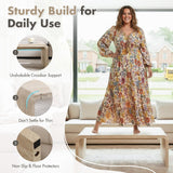 Hyfirm Modern Boho Faux Marble Coffee Table, 47" Travertine Pattern Waterfall Rectangular Center Table in a Scandinavian Style for Living Room with Sturdy Wood Frame, Thick Legs & Easy Assembly Hyfirm