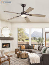 ZMISHIBO 52" Ceiling Fans with Lights, Oil Bronze Farmhouse Ceiling Fan with Remote, Rustic Indoor Ceiling Fan with Dual Finish Blades, Quiet & Strong Motor, Bright LED Light. ZMISHIBO