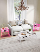 solaround Clear Acrylic End Table 2-Tier Bedside nightstand for Living Room Bedroom Home Decor (Pink) solaround