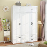 Mhsatyrs Armoire Wardrobe Closet with 4 Drawers: 88" White Bedroom Closet, Wood Wardrobe Closets with 4 Doors, Tall Armoire Cabinet and Storage Shelves for Clothing (63") Mhsatyrs
