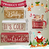 Moucuny 4 Pcs Christmas Table Decor Wooden Hot Cocoa Decoration Christmas Centerpiece Winter Tiered Tray Decor Decorative Red Hot Cocoa Block Signs Gift Farmhouse Xmas Decoration for Home Kitchen Moucuny
