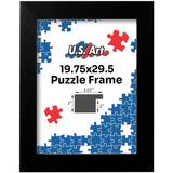 US Art Black 19.75x29.5 Puzzle Frame 1.25" Inch Wide - Handmade American Picture Frames with Preinstalled Hangers and UV Blocking Plexiglass, 19.75x29.5 Frame US Art