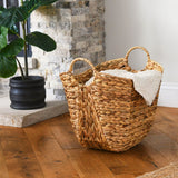 Household Essentials ML-4002 Tall Water Hyacinth Wicker Basket with Handles | Natural, Brown, Natural Household Essentials