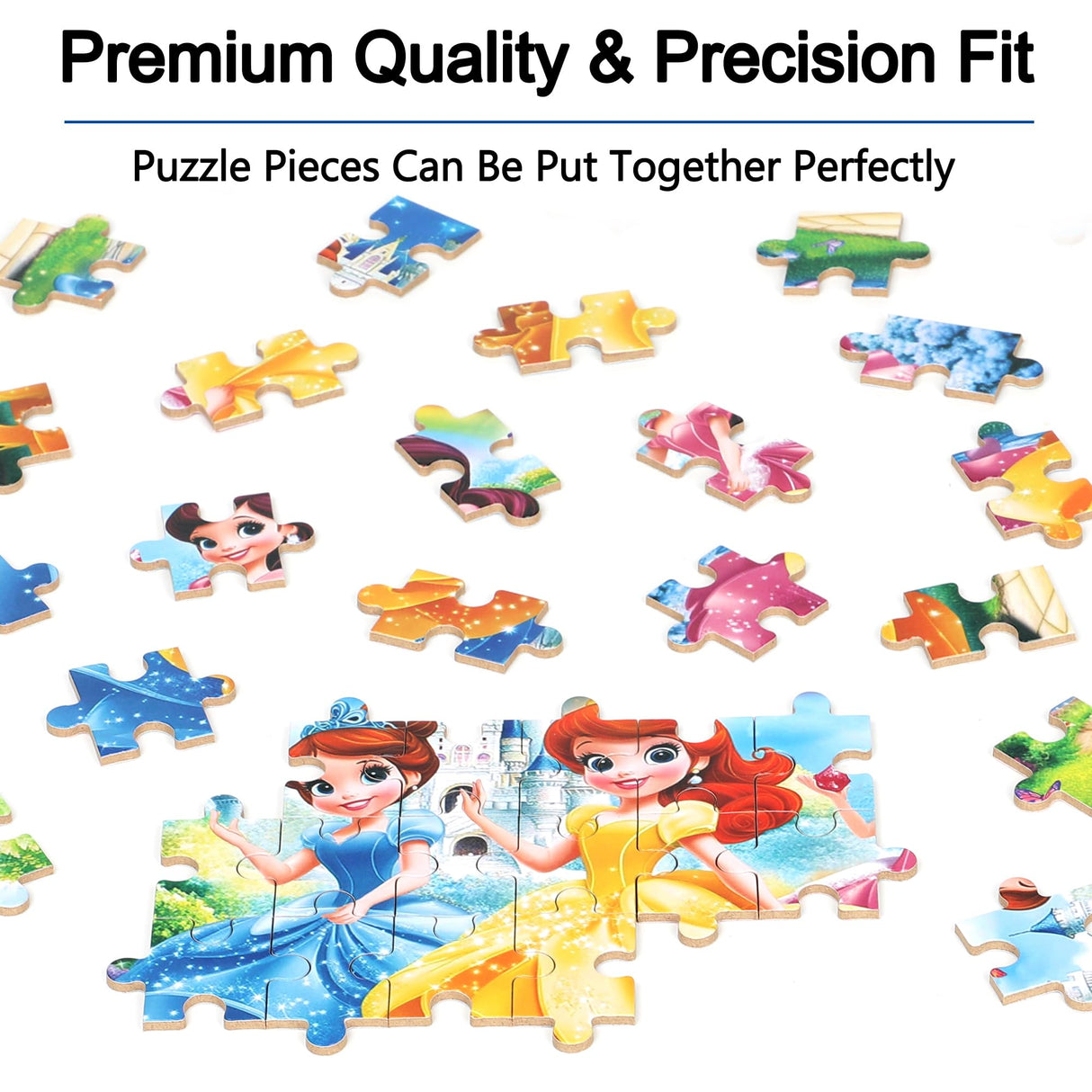 MZZOTOY Princess Puzzles for Kids Ages 4-8, 60 Pieces Jigsaw Puzzles for Kids Ages 3-5 Puzzle for Girls and Boys Learning Educational Puzzles Toys in a Metal Box MZZOTOY