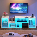 YITAHOME Deformable TV Stand, TV Stand 65/75/70/55 inch, Entertainment Center with Storage, Modern LED Television Stand, TV Console Cabinet for Living Room, White YITAHOME