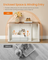 Feandrea Litter Box Enclosure, Modern Cat Litter Box Furniture Hidden, Front Entry, Double Doors, Handles, Cat House, Side End Table, 33.5 x 19 x 19.5 Inches, Honey Brown and Rustic White UPCL012K01 Feandrea