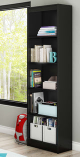 South Shore Axess 5-Shelf Narrow Bookcase, Pure Black, 7270758 South Shore