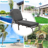 U-MAX Set of 2 Adjustable Outdoor Chaise Lounge Chair Patio Lounge Chair Recliner Furniture with Armrest and Cushion for Deck, Poolside, Backyard (Grey) U-MAX