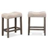 Roundhill Furniture Sora Button Tufted Counter Height Saddle Stools, Set of 2, Taupe Roundhill Furniture