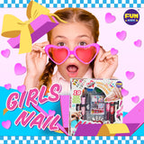 Nail Polish Pens Kit for Girls Ages 7-12, FunKidz Nail Pen Combo Kit Teen Gift Peelable Nail Art Studio Set with Cool Girly Decoration Stuff Pearl Beads, Glitter, Nail Stickers, Nail File, Gems FUN KIDZ