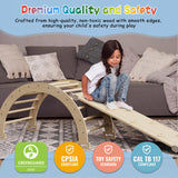 CMFYDAILY Large Pikler Triangle Set, 5 in 1 Foldable Baby Climbing Gym Indoor Montessori Climbing Set Wooden Toddler Climbing Toys with Arch, Ramp, Ladder CMFYDAILY