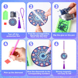 Saillong 16 Pcs Diamond Art Car Ornaments Mandala Diamond Painting Kit Ornament for Car Hanging Suncatchers Charm for Rear View Mirror Double Sided Painting Crystal Gem Garden Decoration Paint DIY Kit Saillong