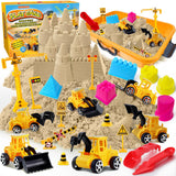 ESSENSON Construction Sensory Bin - Play Sand Kit with Toy Truck and 4lbs Magic Sand, Pretend Play Beach Sensory Toy Sandbox, Kids Gifts for Girls and Boys ESSENSON