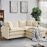 SoarFlash 71.6" Chenille Sectional Sofa, Comfy L Shaped Modular Coush Sofa with Ottoman, Modern 2 Seat Couch Deep Seat Sofa Set for Living Room,Beige SoarFlash