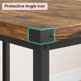 IDEALHOUSE Dining Table Set for 4, Kitchen Table with Benches, Rectangular Dining Room Table Set with 2 Metal Wood Benches, 3 Piece Dining Table Set for Small Space, Apartment, Dinette, Retro Brown IDEALHOUSE