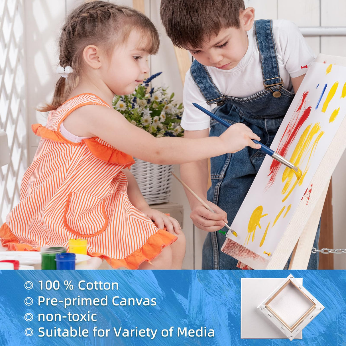 idoobi 6 Pack 11x14 Stretched Canvases for Painting 100% Cotton Black Painting Canvas, Art Canvases for Oil, Acrylic Paint & Other Painting Media idoobi