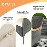RoyalCraft 5 Piece Patio Wicker Dining Sets for 4, Water-Resistant Rattan Outdoor Dining Table and 4 Chairs with Wood Table Top, Conversation Set Removable Cushions for Deck, Garden, Backyard, Gray RoyalCraft
