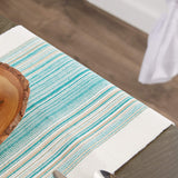 DII Everyday Collection Fringed Stripe Tabletop, Table Runner, 14x72, Teal DII
