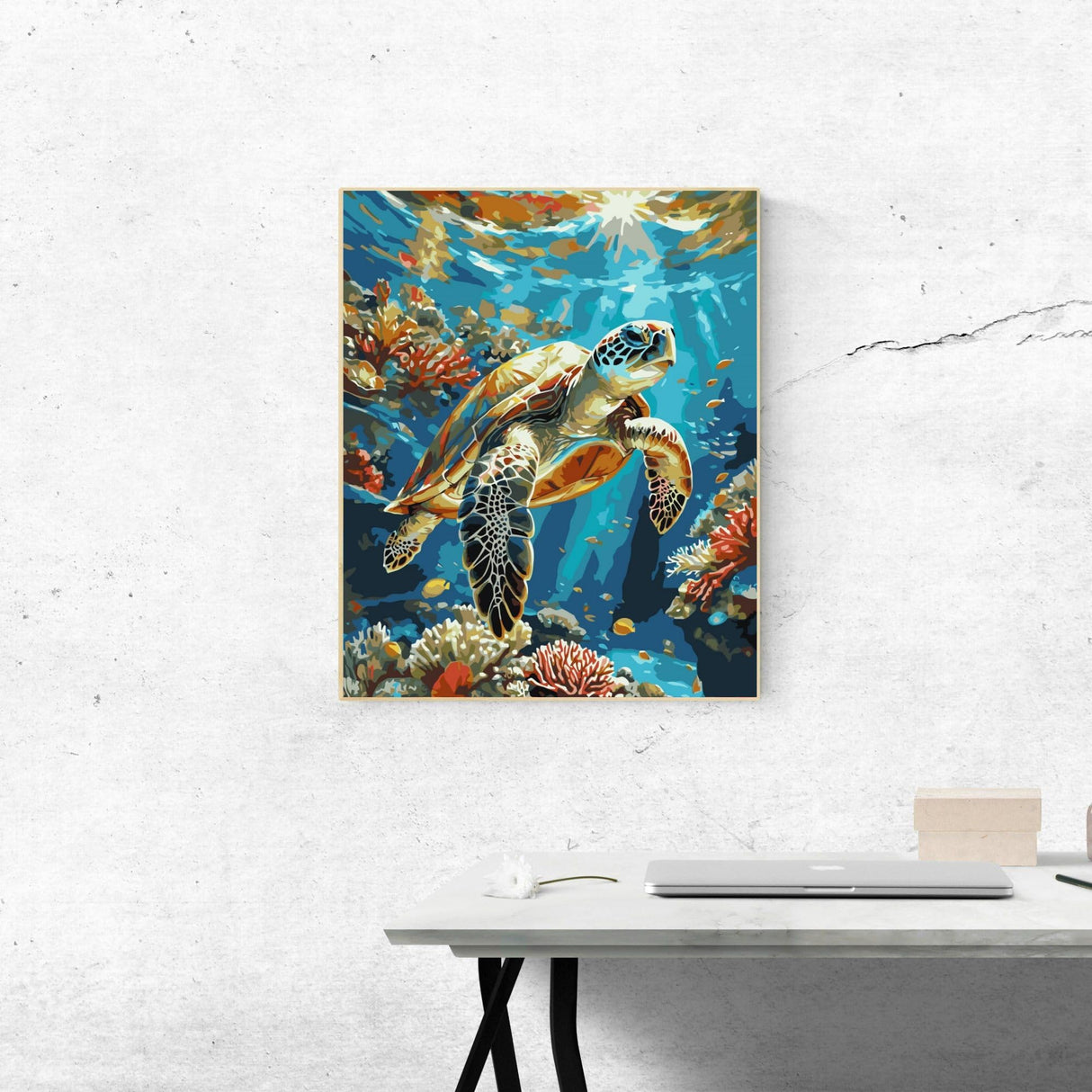 ldazao Painting by Numbers for Adults Number Oil Painting Kit Paint by Numbers Kit Beginner Turtle DIY Painting Kits for Adults Without Frame Paint by Number On Canvas for Gift Home Wall Decor ldazao