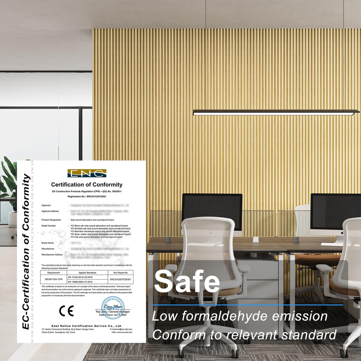 ROOMTEC 4 Packs 94.5” x 5.7” Solid Wood Panels for Wall, Acoustic Wood Slat Wall Panels for Interior Wall Decor，TV Background, Living Room (Oak) ROOMTEC