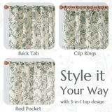 jinchan Linen Curtains Floral Curtain for Living Room 84 Inch Long Dark Green French Back Tab Light Filtering Toile Print Farmhouse Bedroom Curtains Window Drapes Set 2 Panels jinchan