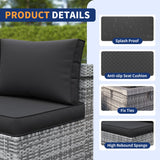 VONZOY Patio Furniture Set, 10-Piece Outdoor Sectional with Free Cover, All-Weather Wicker Patio Conversation Sets for Backyard (Grey with Black Cushion) VONZOY